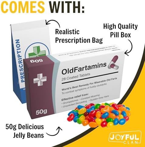 Funny Prank Pill Box with Candy, Gag Gifts for Men, 30th 40th 50th 60th 70th Birthday Gifts for Him or Her, Novelty Joke, Dad Birthday Gift for Boyfriend, Valentines Day Gift for Him