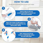 Toilet Aids Set for Wiping - Long Handle Butt Wiper, Anti-Slip Curved Handle Bath Body Brush and Curve Hair Brush for People Overweight, Elderly and Disabled People（3PCS Personal Hygiene Kit)