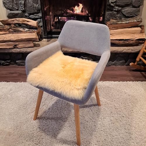 Medical Sheepskin Seat Pad | 100% Natural Wool Cushion for Wheelchair, Office Chair & Car Seat | Relieves Pain and Discomfort | Soothes Skin and Tailbone | Ultra Soft Luxury | Washable | 17" x 17"