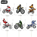 18pcs Dirt Bike Cupcake Toppers,Motocross Motorcycle Racing Car Cupcake Picks, Extreme Sports Racing Themed Birthday Party Decorations