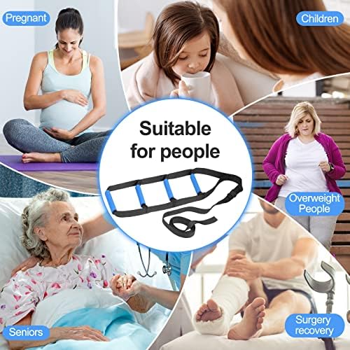 Bed Ladder Assist,Pull up Helper and Sit up Helper 4 Handle Grips,Bed Rail Assistance Devices Adjustable Length Bed Lift for Most Beds Mobility Aid for Elderly, Handicapped,Injured (160 INCHES)
