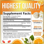 Vitamin C 1000mg Per Serving - Extra Strength with Rose Hips Bioflavonoids - Sugar Free Vitamin C Chewable Pills, Vit C Supplement for Immune Support & Antioxidant, USA Bottled - 120 Chewable Tablets