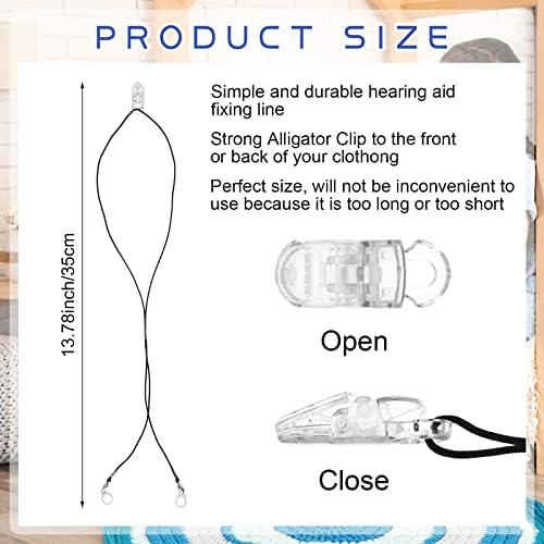 Flutesan 3 Pack Hearing Aid Anti Lost Clips with Lanyard, Secure Retention Cord Holder for Elderly, Lightweight Hearing Aid Safety Clip Accessories for Amplifiers