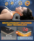 Graphene Magnetic Neck Stretcher for Deeper Pain Relief, Instant Heating Pad Cervical Traction Device Pillow, Neck Cloud for TMJ Tension Muscle Migraine, Gifts for Women, Mom, Men(Dark Gray)