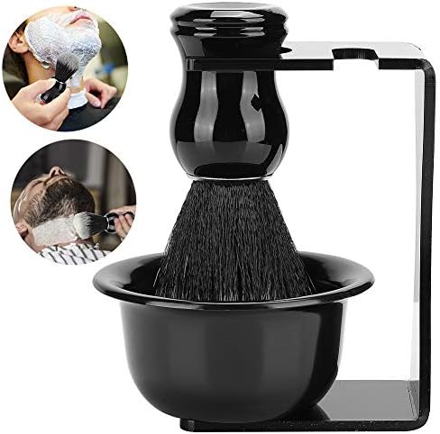 Men's Shaving Brush Set, 3 in 1 Kit with Hair Shaving Brush, Soap Bowl, Acrylic Holder Stand, Home Barber Gift