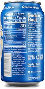 Poppi Prebiotic Soda, Sparkling Water & Fruit Juice, Cream Soda, 12 Oz, 12 Pack