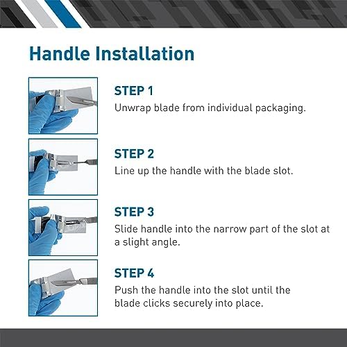BodyMed Dermaplaning Blades #10 in Carbon Steel, 100 PCS with Handle- Sterile for Surgical, Skin Care, Hair Removal, and Podiatry Procedures - Small Detail Blade for Estheticians