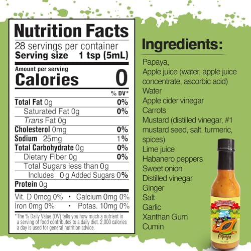 Spicy Delight Best Hot Sauce by Flavor Pirate, Aruba Hot Sauce Made With Habanero Pepper, Papaya, and Spices, Caribbean Inspired Papaya Spicy Salsa, Gluten Free, Vegan, 5 oz