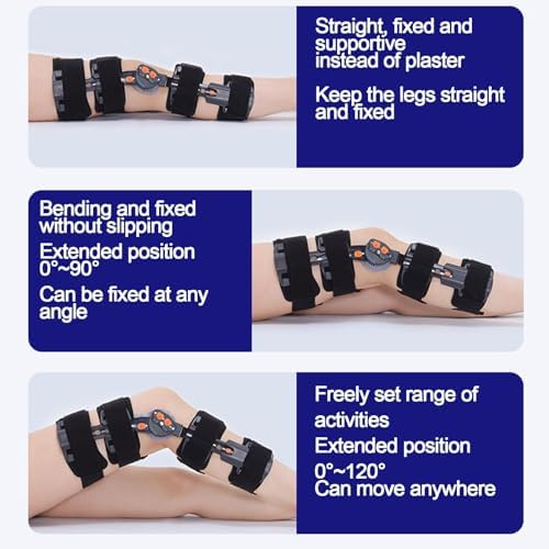Hinged Rom Knee Brace with Velcro, Length Adjustable Knee Immobilizer, Post Op Knee Brace for Surgery, Meniscus Tear, Ligament Strain, Activity Training Fixation