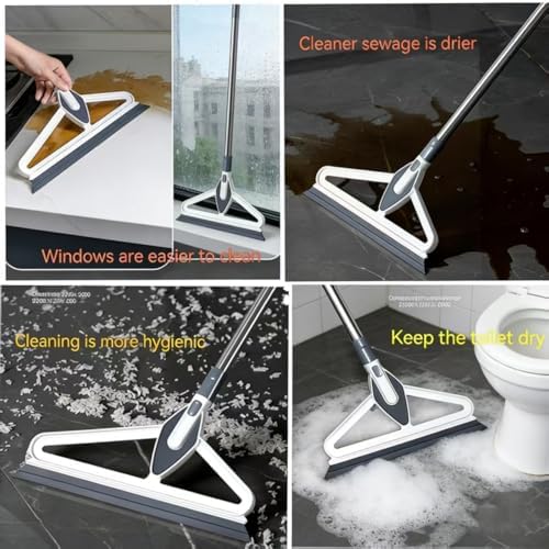 Hands-Free Self Wringing Flat Mop - Microfiber Floor Cleaning Tool with Washable Pads, Scrub Brush, Squeegee (1 Mop+6 Pads+1 Brush+1 Glass Wiper)