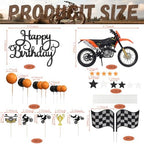 BiBo Dirt Bike Cake Topper, 31 PCS Motorcycle Birthday Party Decorations, Dirtbike Cupcake Toppers for Motocross Race Car Theme Birthday Party Decor Supplies (Orange)