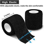 Self-Adherent Grip Tape Wrap - Lyuxzad 4 Pack Cohesive Bandage Wrap 2" x 5 Yards Machine Wrap Cover Elastic Bandage Rolls Self Adhesive Tape Strong Sports Tape Black Bandage Rolls Athletic Tape