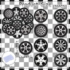 36PCS Edible Wheel Tire Cupcake Toppers Wafer Paper Racing Cars Wheels Cupcake Picks Racing Cupcake Toppers for Let’s Go Racing Checkered Theme Party Decor Supplies
