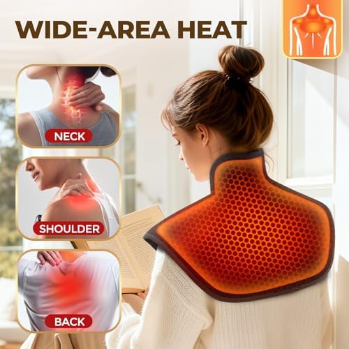 Neck and Shoulder Heating Pad Cordless for Pain Relief, Heated Neck and Shoulder Wrap Electric Warmer Pads