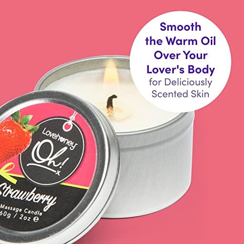 Lovehoney Oh! Strawberry Kissable Massage Candle with 6 Essential Oils - Vegetarian Friendly - 2 oz