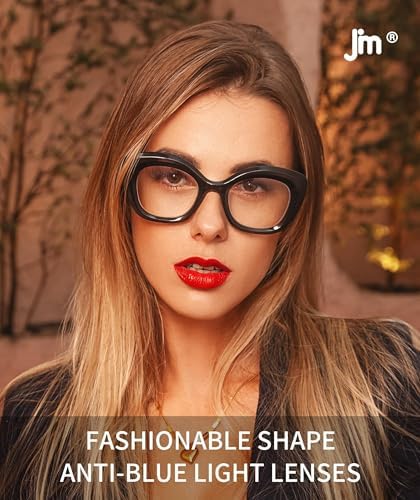 JM Cat-Eye Reading Glasses for Women, Blue Light Blocking Computer Readers with Spring Hinge
