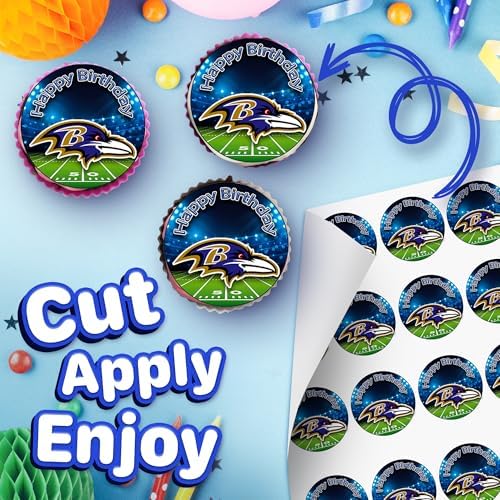 30 x Edible Cupcake Toppers – Baltimore Football Team Themed Collection of Edible Cake Decorations | Uncut Edible on Wafer Sheet