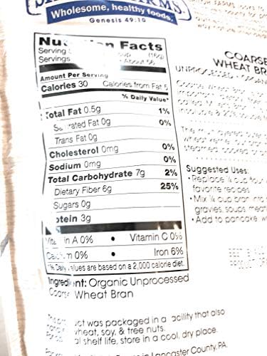Shiloh Farms - Organic Unprocessed Coarse Wheat Bran - 32 Ounce