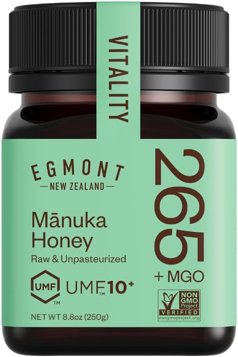 Egmont Honey Raw Manuka Honey MGO 265+ UMF 10+ 8.8oz(250g) NON-GMO, Kosher, Recycled plastic jar, Traceable 100% Pure Authentic New Zealand Honey, UMF & MGO Certified
