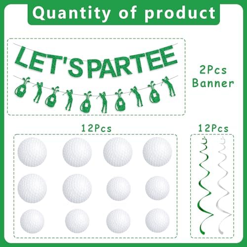 Gameza Golf Party Decorations - 14PCS Let's Partee Golf Theme Decorations Golf Banners Mini Golf Hanging Swirls Party Decorations Golf Birthday Party Decorations for Men Bachelor Party Decorations