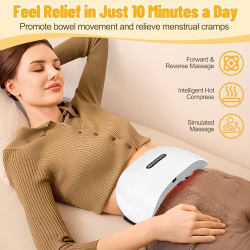Electric Abdominal Massager, Stomach Massager for Digestion, Abdominal Cellulite Massage with Heat for Relieves Discomfort Caused by Bloating, Constipation, Stomach Pain, Rechargeable, 3 Modes