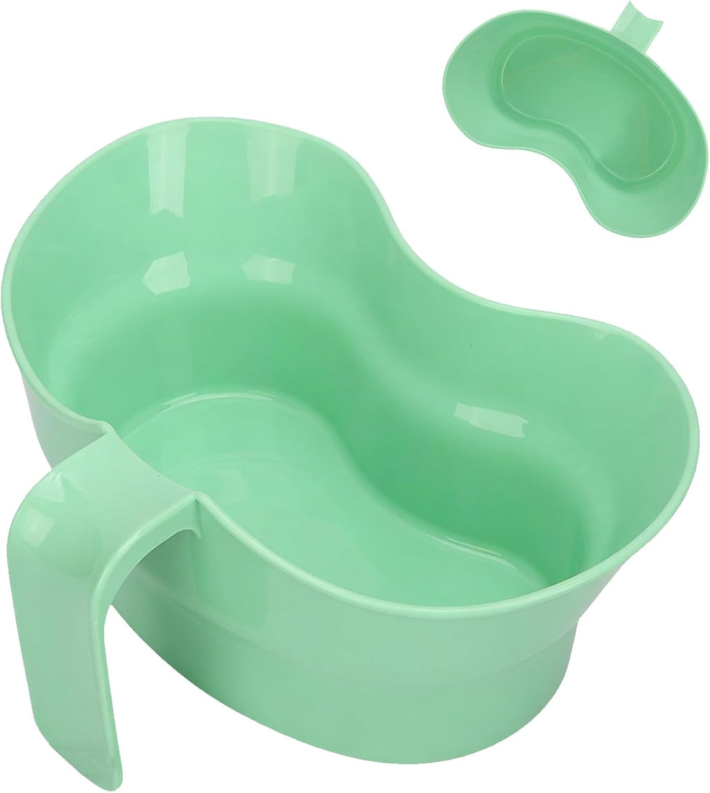 Green Emesis Basin with Handle - Kidney Shape Bed Mouthwash Cup - Oral Care Toothbrush Cup, Portable Mouth Wash Spit Cup Vomit Bowls for Elderly Bedridden Patients, 880cc