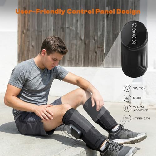 Cordless Leg Massager for Relaxation, Portable Calf Massager with 3 Massage Modes & Heat, Adjustable Straps, Washable Oxford Fabric, Gift for Men Women at Home, Office, Gym (1 Piece)