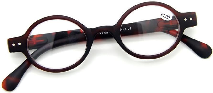 Agstum Designer Small round Oval Vintage Spring Hinge Reading Glasses Eyeglasses Readers (+2.50, Brown frame with leopard temples)