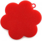 Norpro Red Flower-Shaped Silicone Dish Brush Scrubber