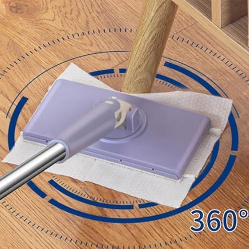 2027 New Mini Mop, Cloth Changing Mini Mop with Automatic Hands Free Push Pull Handle, 360 Rotating Head, Includes 8 Cleaning Cloths for Bathroom and Kitchen (White, 71cm /27.56in)