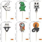 Rsstarxi 24 Pack Jack Skellington Halloween Cupcake Toppers Glitter Skull Ghost Cupcake Picks Decorations for Halloween Horrible Baby Shower Birthday Party Cake Decorations