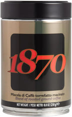 1870 by Caffe Barbera: Classica Ground Roasted Coffee, 5 Bean Blend from Brazil, Columbia and Indonesia, Roasted in Italy by a Single Family over 150 years and 6 Generations (since 1870), 8.8oz / 250g