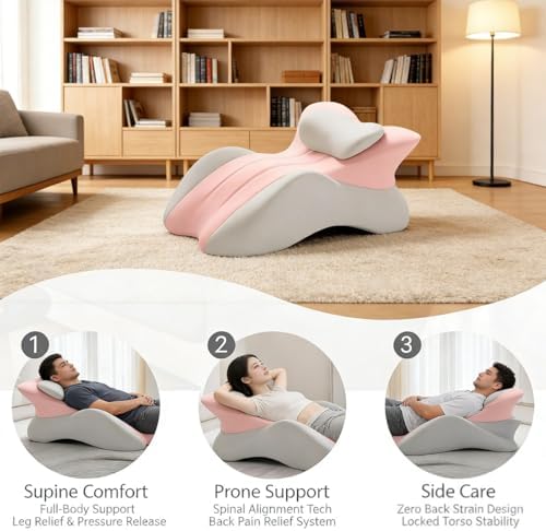 Memory Foam Wedge Pillow for Adults,Couples Pillow with Removable Cover for Sleeping Sitting Up Prone Reading Back & Knee Support Leg Elevation Back, Neck, and Leg Pain Relief(Black)