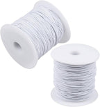 FOMIYES 1mm White Stretch Elastic Thread 2 Rolls 100m Each, Jewelry Making Beading String for Bracelets Necklaces DIY Crafts