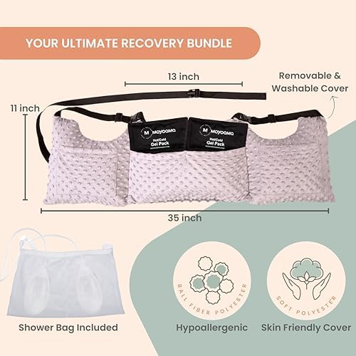 MOYOAMA Post Mastectomy Pillow – Hands-Free Protection with Secure Strap & Easy-Clean Washable Cover Breast Surgery Must Haves,Breast Reduction Recovery Supplies,Breast Augmentation