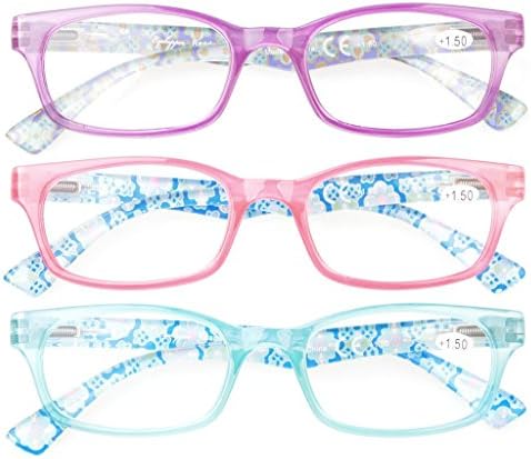 Eyekepper Womens Reading Glasses 3 Pack With comfort Spring Arms Classic Stylish Round Look-Crystal Clear Vision