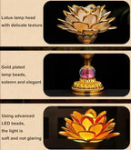 2 Pack Colorful LED Lotus Buddhist Lamp, Gradient Buddha Light for Worship, Prayer and Display, Low Power Consumption, Eco - Friendly Material for Buddha Occasions, Buddhist Supplies - Pink Gold