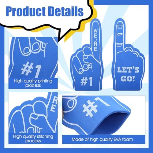 24Pcs Mini Foam Fingers Fan Baseball Party Favors We Are #1 Hand Fingers Accessories Football Sports Themed Party Team Supplies Gifts for Hockey Games Basketball Soccer Sport Events Birthday