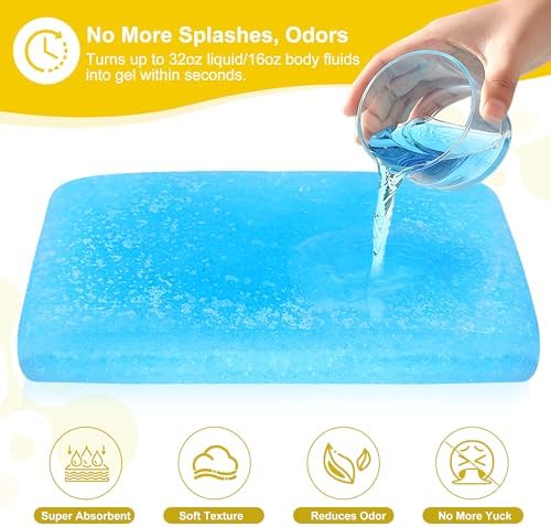 50 Pcs Super Absorbent Commode Pads | Locks Odor & Prevents Splash | Disposable Bedside Commode Liners Pads with Absorbent Gel for Adult Portable Toilet Chair Seat Bucket and Bedpan Home Medical Care