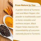 minature Turmeric Root Powder with Black Pepper, 227g (8oz)| Pure Curcuma Longa & Piper Nigrum| Traditional Superfood for Cooking and Natural Wellness Support