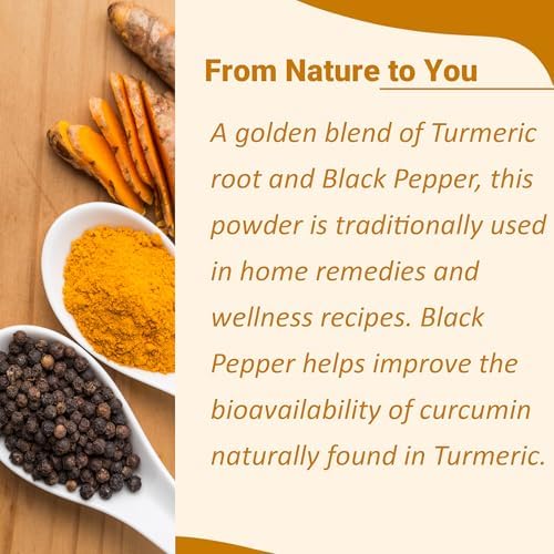 Mi Nature Turmeric Powder with Black Pepper, 454g (16oz)| Pure Curcuma Longa & Piper Nigrum| Traditional Superfood for Cooking and Natural Wellness Support