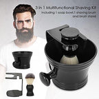 Deluxe Shaving Kit for Men, 3 in 1 Shaving Set Includes Shaving Brush & Shaving Bowl & Brush Stand, Stainless Steel Shaving Bowl & Stand, for Father Husband Boyfriend Birthday and