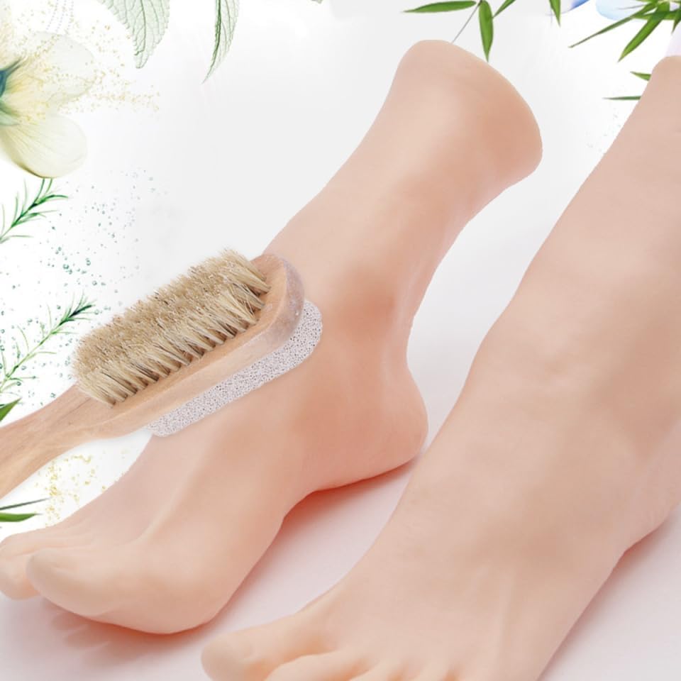 Healeved Double Sided Foot File and Pumice Brush 2-in-1 Pedicure Tool for Dead Skin Removal and Foot Care 7.1In Durable Bristle Pumice Stone for Smooth Feet