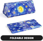 Sunglasses Case, Foldable Glasses Case, Magnetic PU Leather Hard Shell Folding Eyeglass Holder Box, Collapsible Unisex