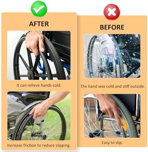 1 Pair Wheelchair Push Rim Covers for Invacare Wheelchair Accessories, Rear Wheel Grips Cover,Non-Slip Wear-Resistant Hand Push Cover Wheelchair(Black, 22 in)