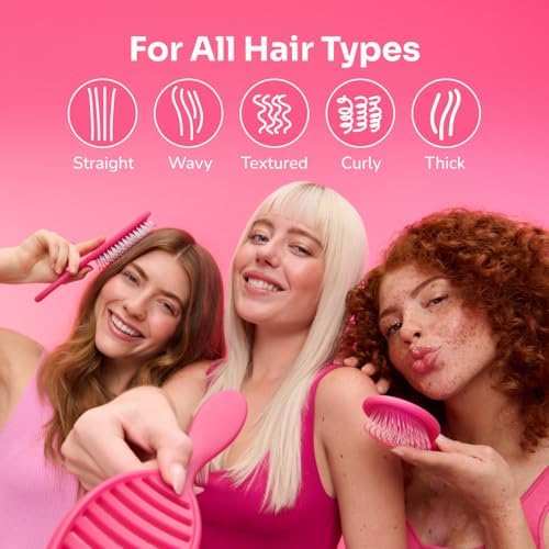 Wet Brush Shine Enhancer Hair Brush, Pink - Exclusive Ultra-soft IntelliFlex Bristles - Natural Boar Bristles Leave Hair Shiny And Smooth For All - For Women, Men, Wet And Dry Hair