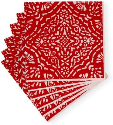 Caspari Annika Paper Cocktail Napkins in Red - 20 Per Package, 2 Packs