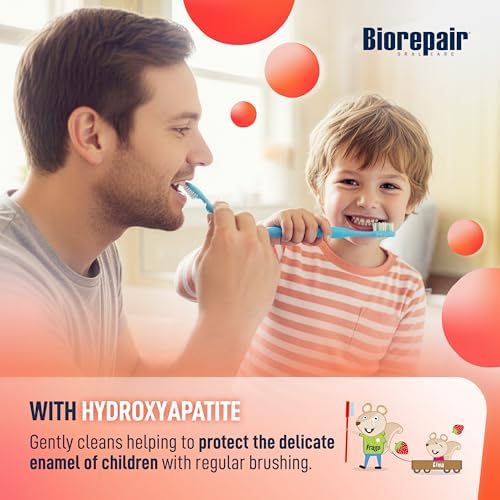 BIOREPAIR Kids- Kids and Baby Toothpaste with Hydroxyapatite, Gentle Cleansing & Enamel Protection, Strawberry Fluoride Free Toothpaste, Moisturizing Action on Gums, 0-6 Years, 2.12 Oz, Made in Italy