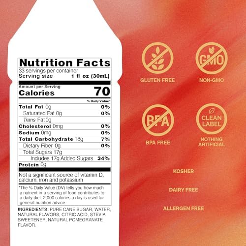 Monin - Pomegranate Syrup, Tart and Sweet, Great for Cocktails and Teas, Gluten-Free, Non-GMO (1 Liter)