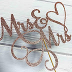 Mrs and Mrs Cake Topper,Wedding and Anniversary Cake Topper,Gay and Lesbian, LGBT Marriage Union,Love is Love (Double Sided Rose Gold Glitter)